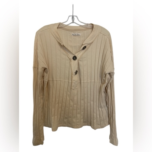 We The Free The Mix Henley Cream Long Sleeve Top Size Small Free People Button - Picture 3 of 8